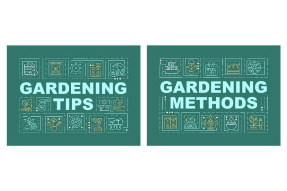 Strategic Use of Gardening Tips Word Concepts Banner Set for Enhanced Branding and Communication